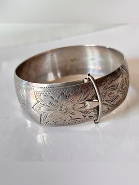 1940s-50s Sterling Silver Hinged Bracelet / Marked Ladye Fayre